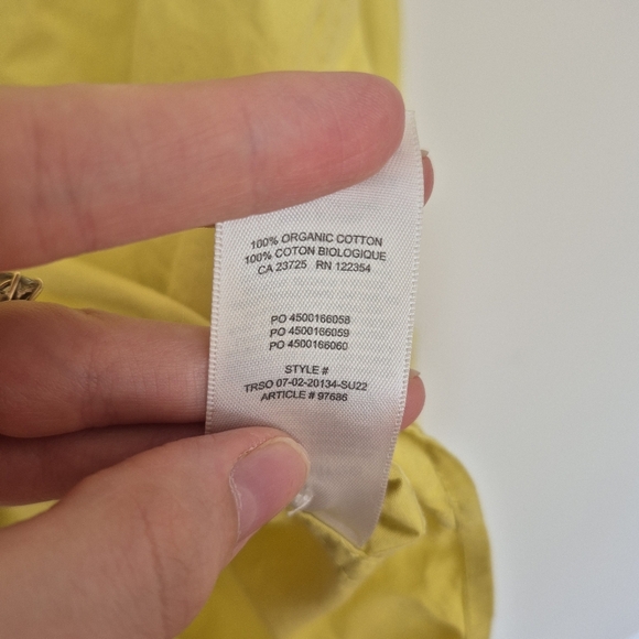 Wilfred Free Oversized Yellow Organic Cotton Button-Up Shirt – Size XS - Picture 3 of 4